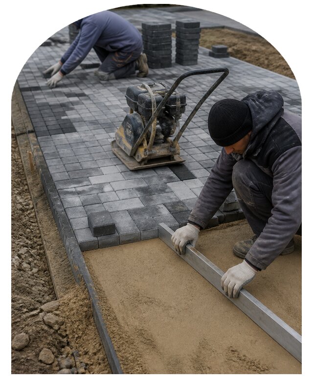 Устройство парковки из тротуарной плитки под ключ в Кирове-Чепецке
